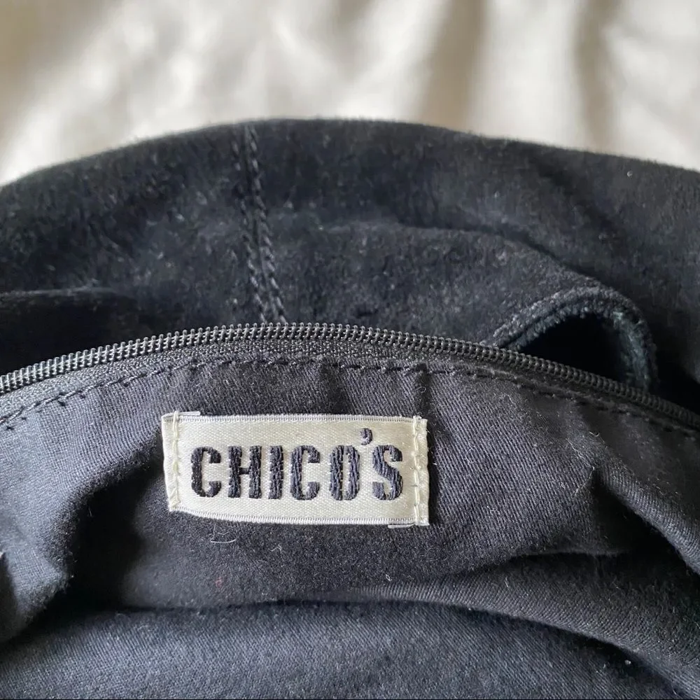 CHICO’S boho black suede leather hobo bag